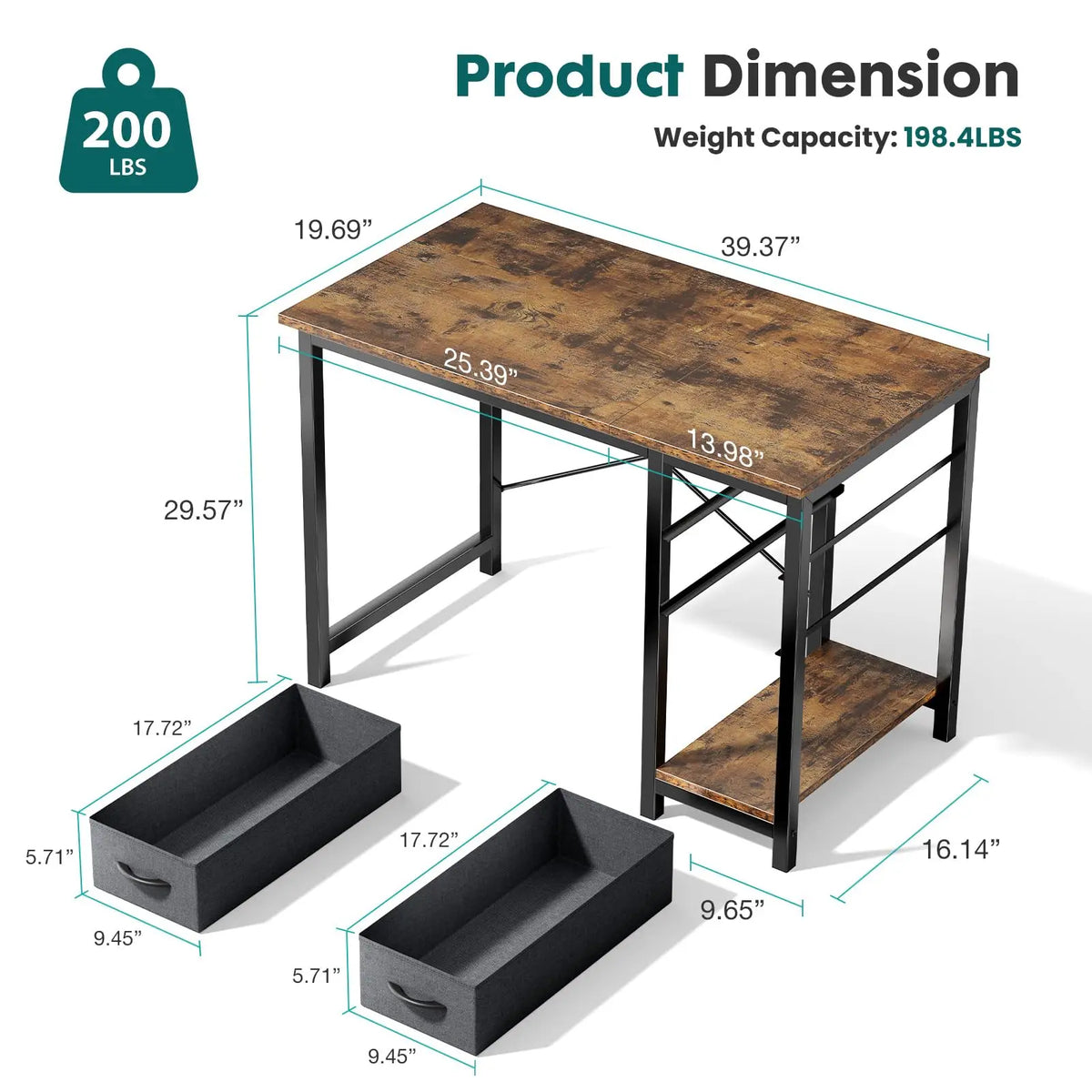 JHK Computer Desk With Drawers For Home Office And Gaming