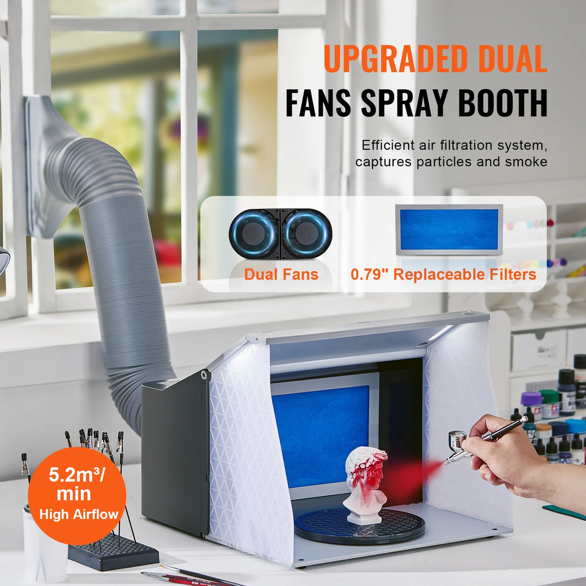SucceBuy Portable Airbrush Spray Booth With LED Lights Dual Fans