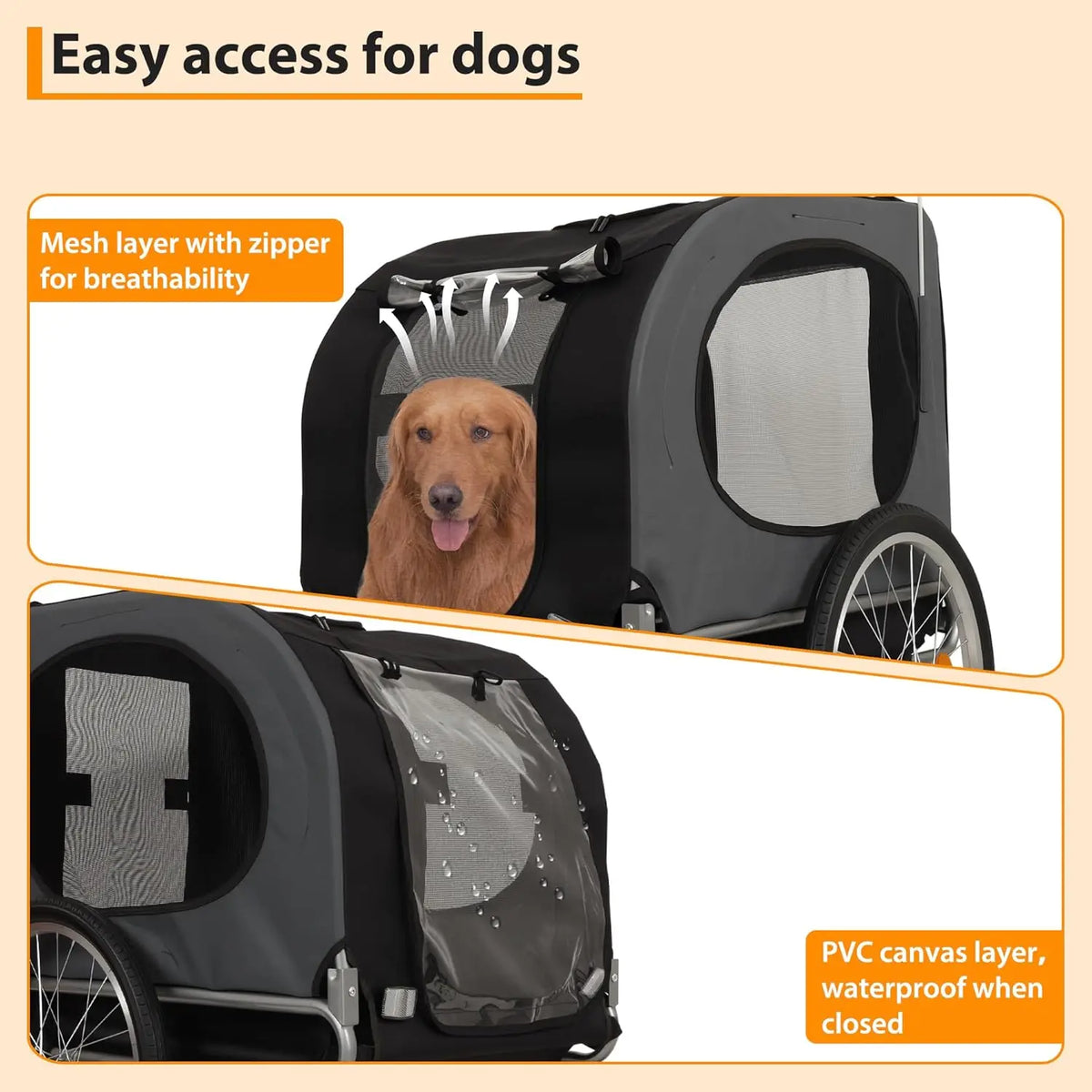 HiMISS Foldable Dog Bike Trailer and Jogging Stroller for Pets