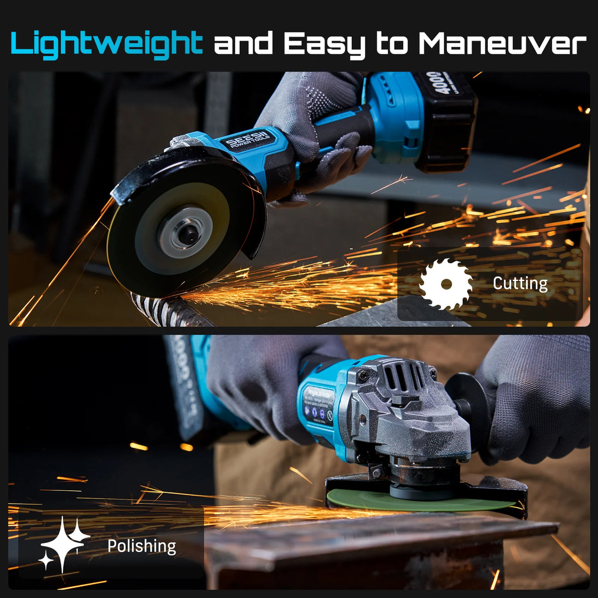 Seesii 3 In 1 Cordless Tool Combo With Impact Wrench and Grinder