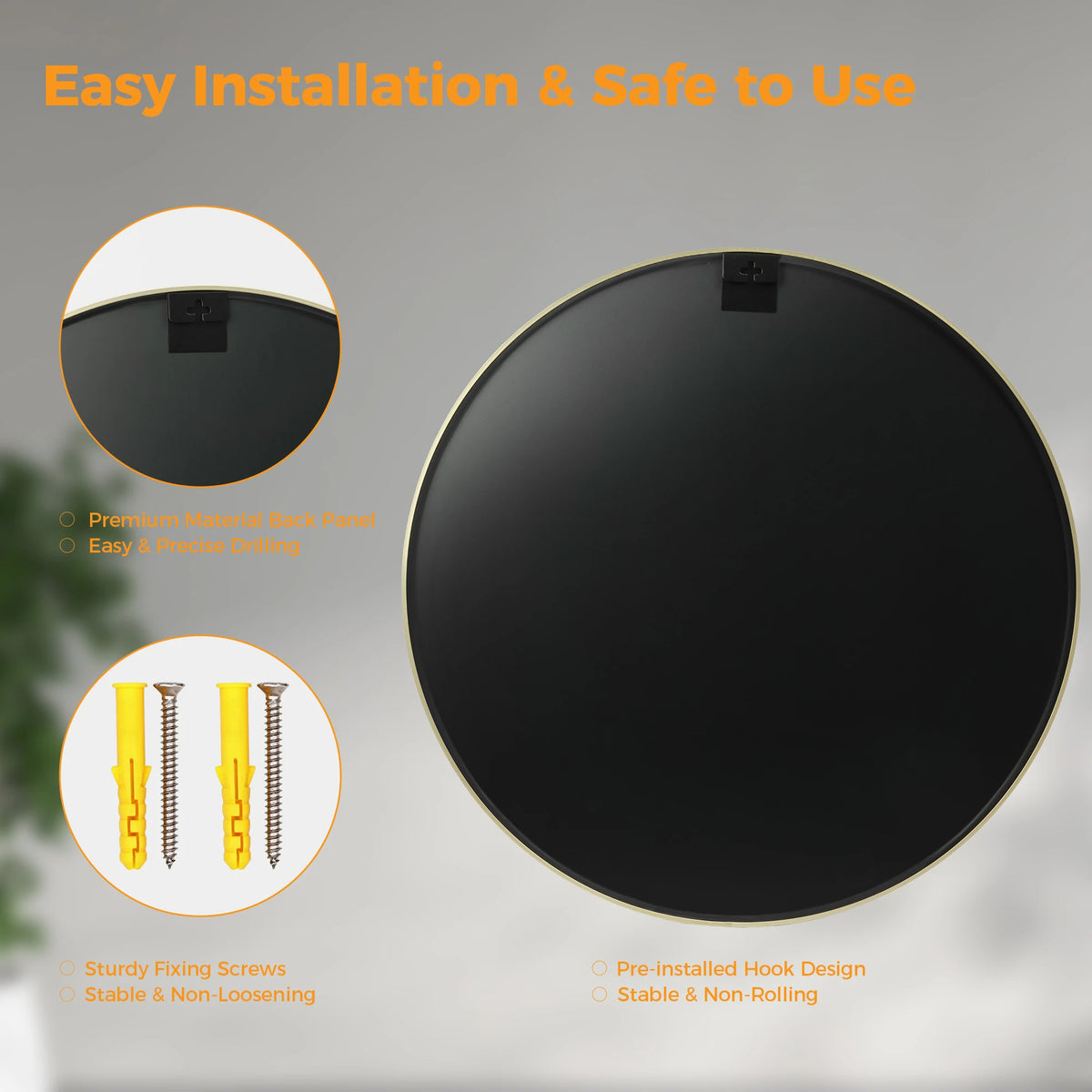 MCQ Shatterproof Round Wall Mirror for Bathroom and Bedroom Decor