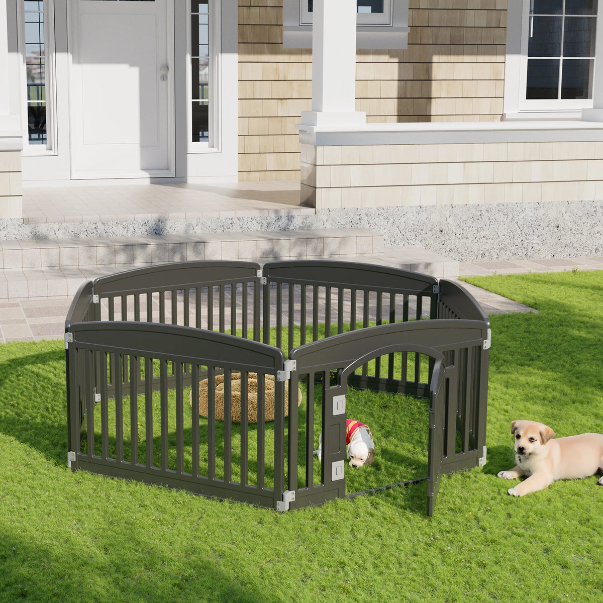 JHK Expandable Plastic Dog Playpen for Indoor and Outdoor Use