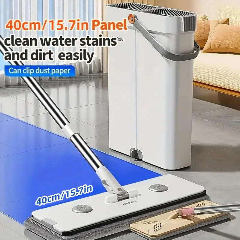 Joybos Flat Mop And Bucket System With Microfiber Pads