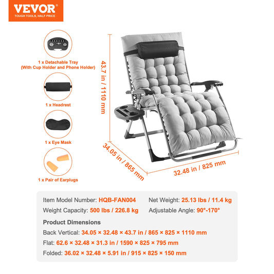 SucceBuy Zero Gravity Recliner Chair With Cushion Footrest