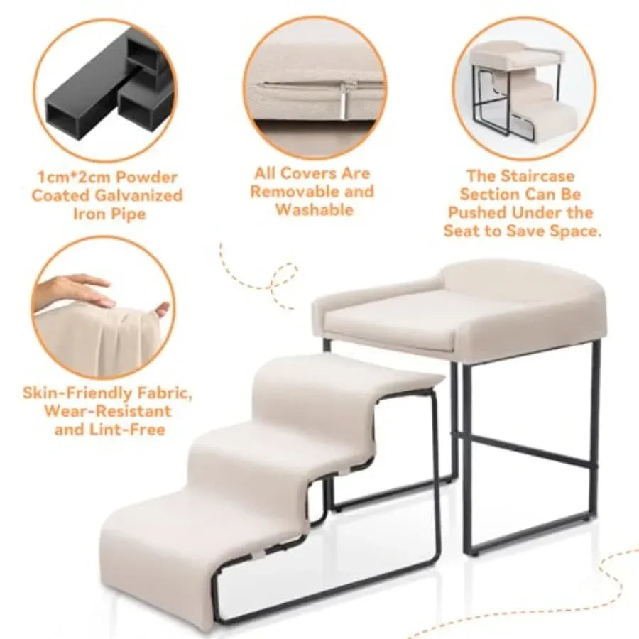 Indoor Dog Window Perch With Stairs And Plush Comfort