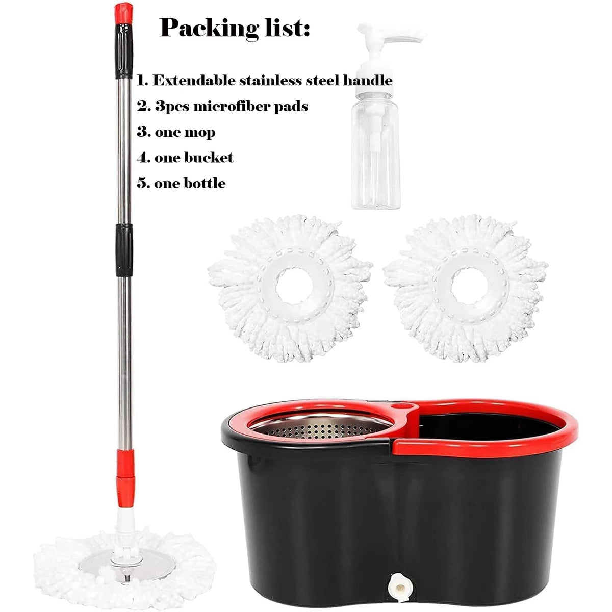360 Degree Spin Mop Bucket With Microfiber Heads And Wringer