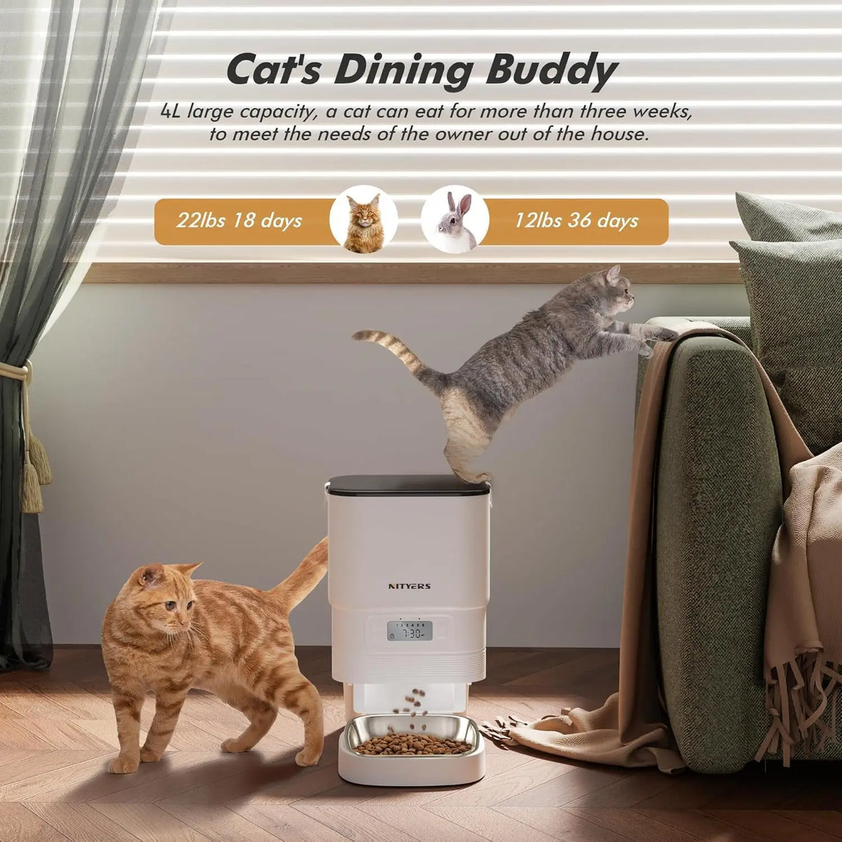 Nityers Automatic Cat Feeder With Timed Voice Recording