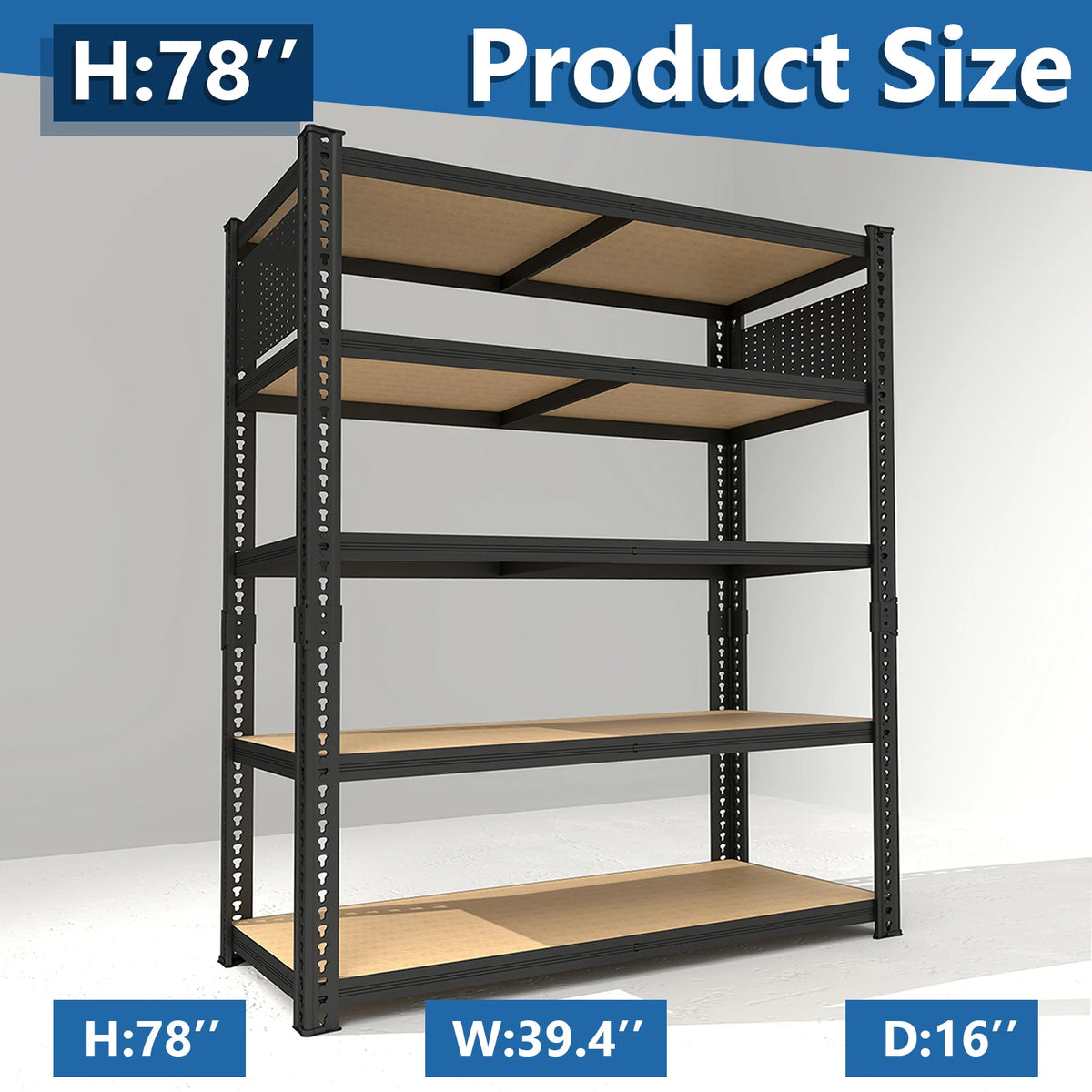 SARENZOON Adjustable Metal Shelving Rack With Pegboard Panel