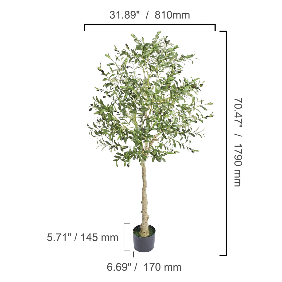 SucceBuy Artificial Olive Tree Faux Plant With Secure Base
