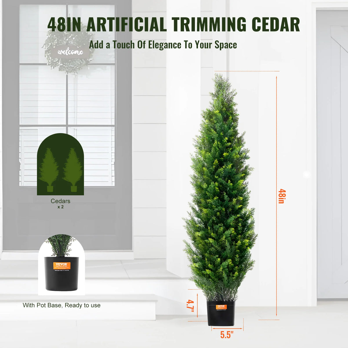 SucceBuy Artificial Cedar Topiary Trees for Indoor and Outdoor Decor