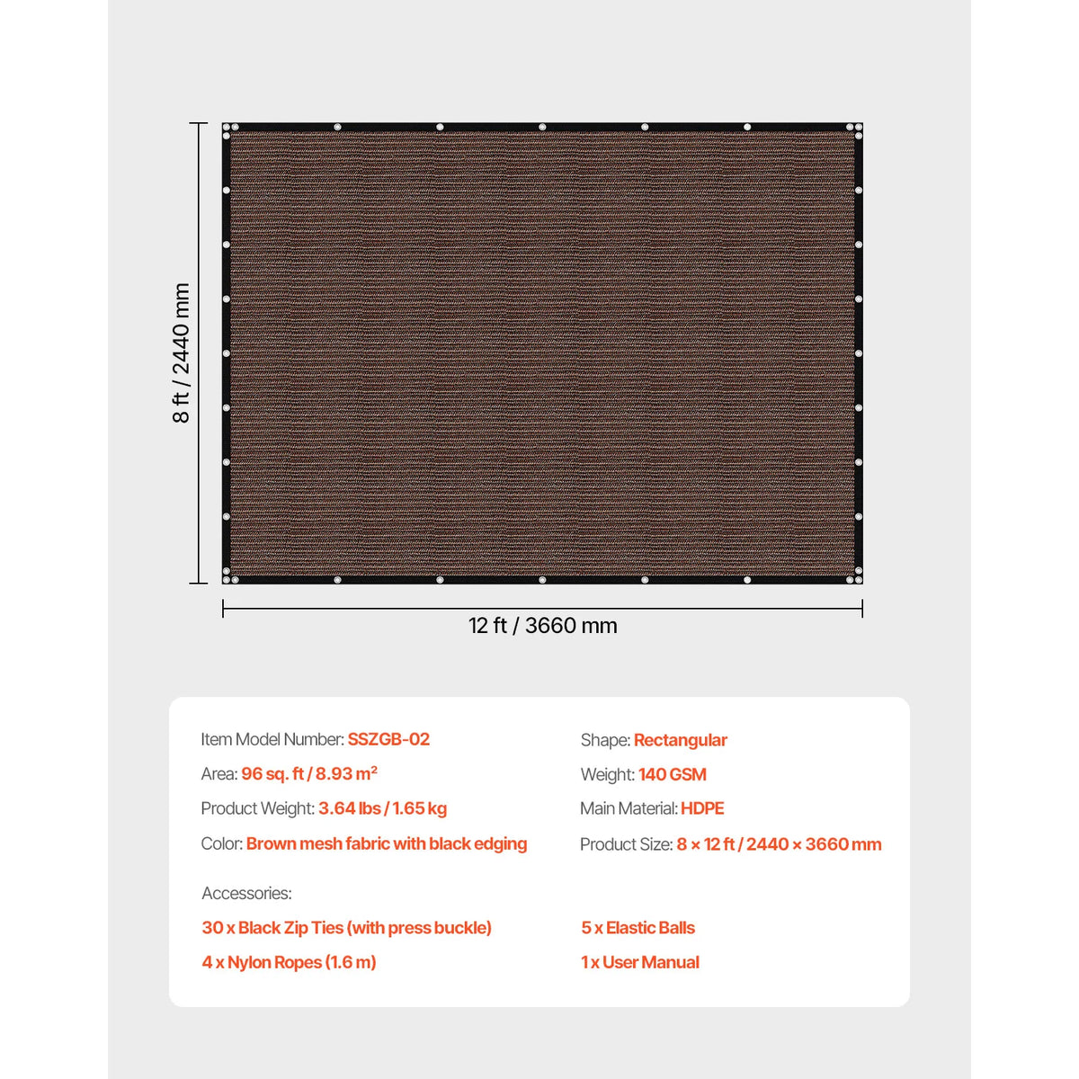 SucceBuy HDPE Sun Shade Cloth Canopy For Outdoor Garden Privacy
