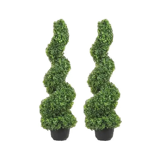 SucceBuy Artificial Boxwood Spiral Topiary Tree For Outdoor Decor