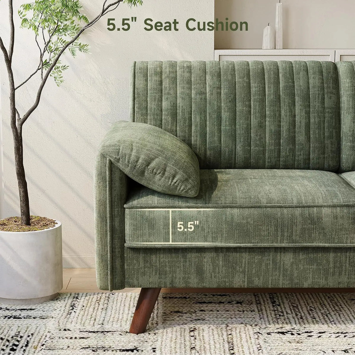 ONBRILL Modern Chenille Loveseat Sofa for Small Space Living