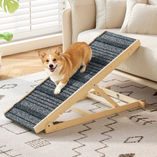 EVOKEDEN Adjustable Wooden Pet Ramp For Dogs And Cats