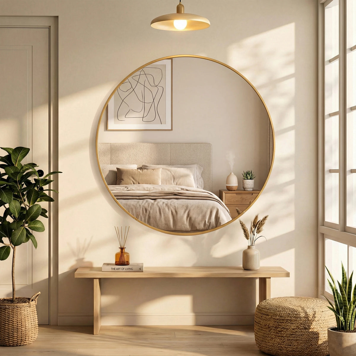 MCQ Shatterproof Round Wall Mirror for Bathroom and Bedroom Decor