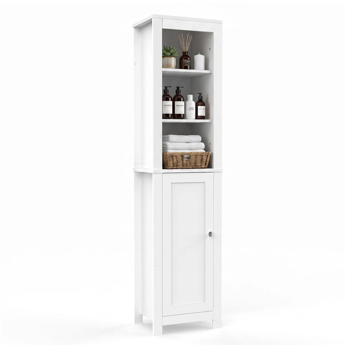 TinyNest Wood Bathroom Storage Cabinet With Doors And Adjustable Shelves