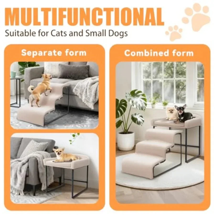 Indoor Dog Window Perch With Stairs And Plush Comfort