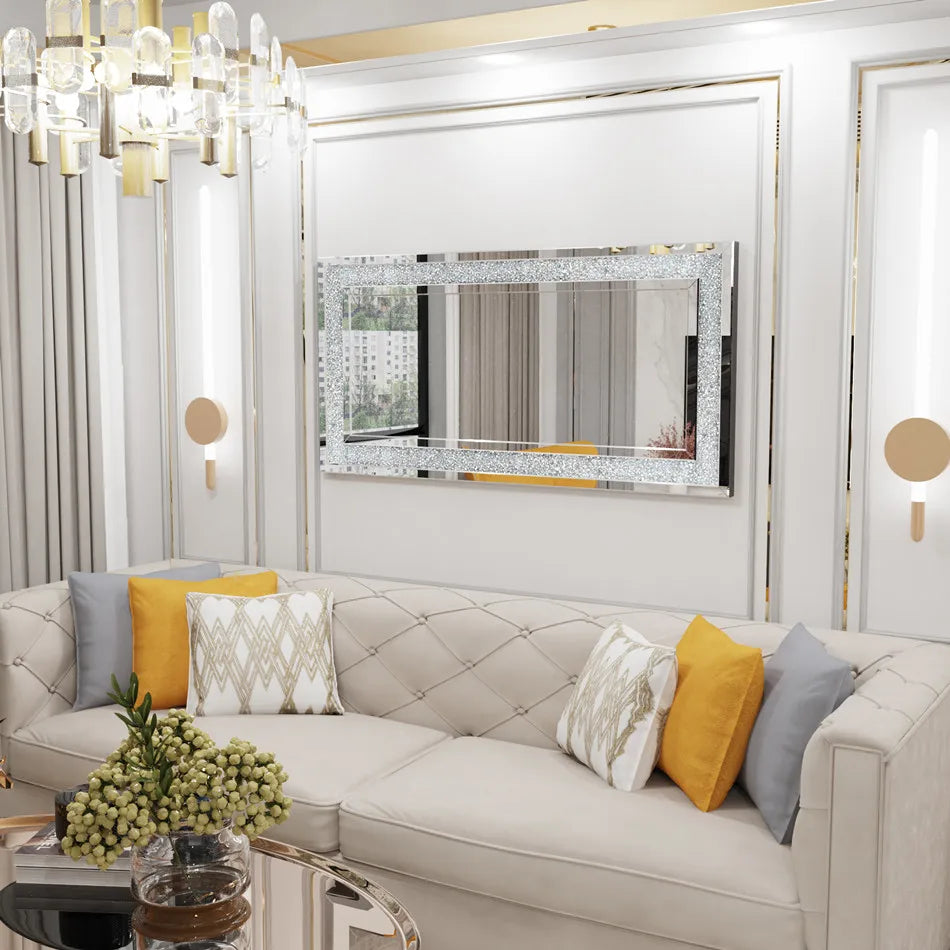 LUVODI Crystal Rhinestone Vanity Wall Mirror For Elegant Decor