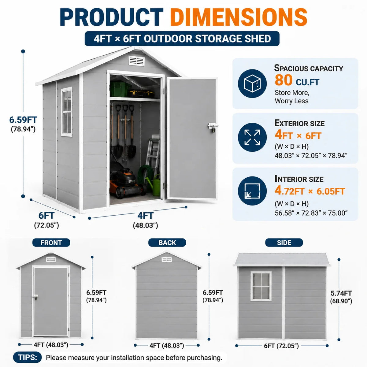 Waterproof Outdoor Storage Shed With Floor And Lockable Door