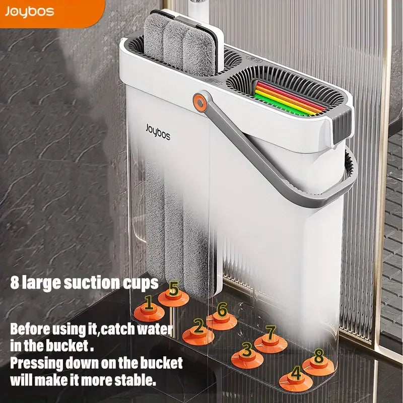 Joybos Flat Mop And Bucket System With Microfiber Pads