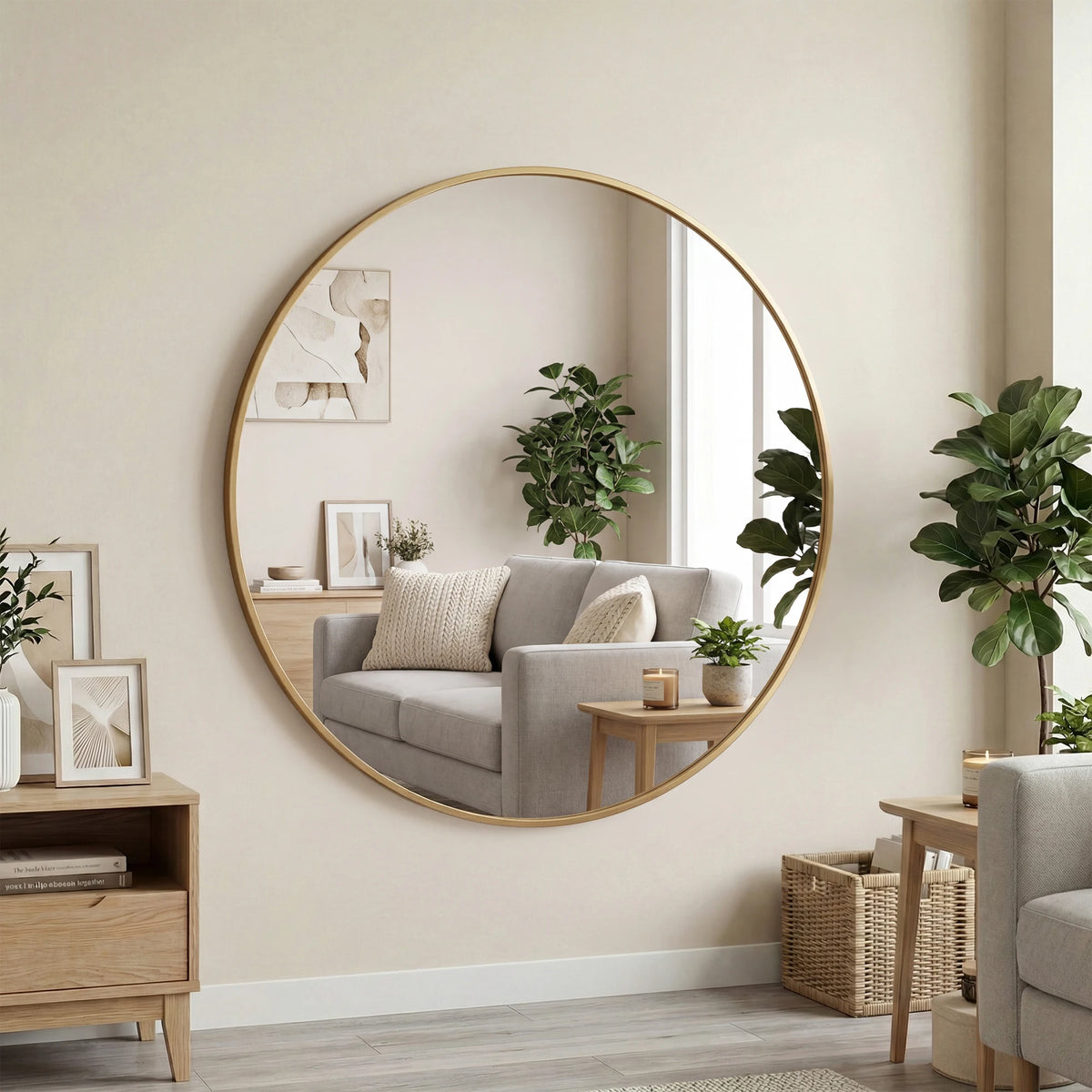 MCQ Shatterproof Round Wall Mirror for Bathroom and Bedroom Decor