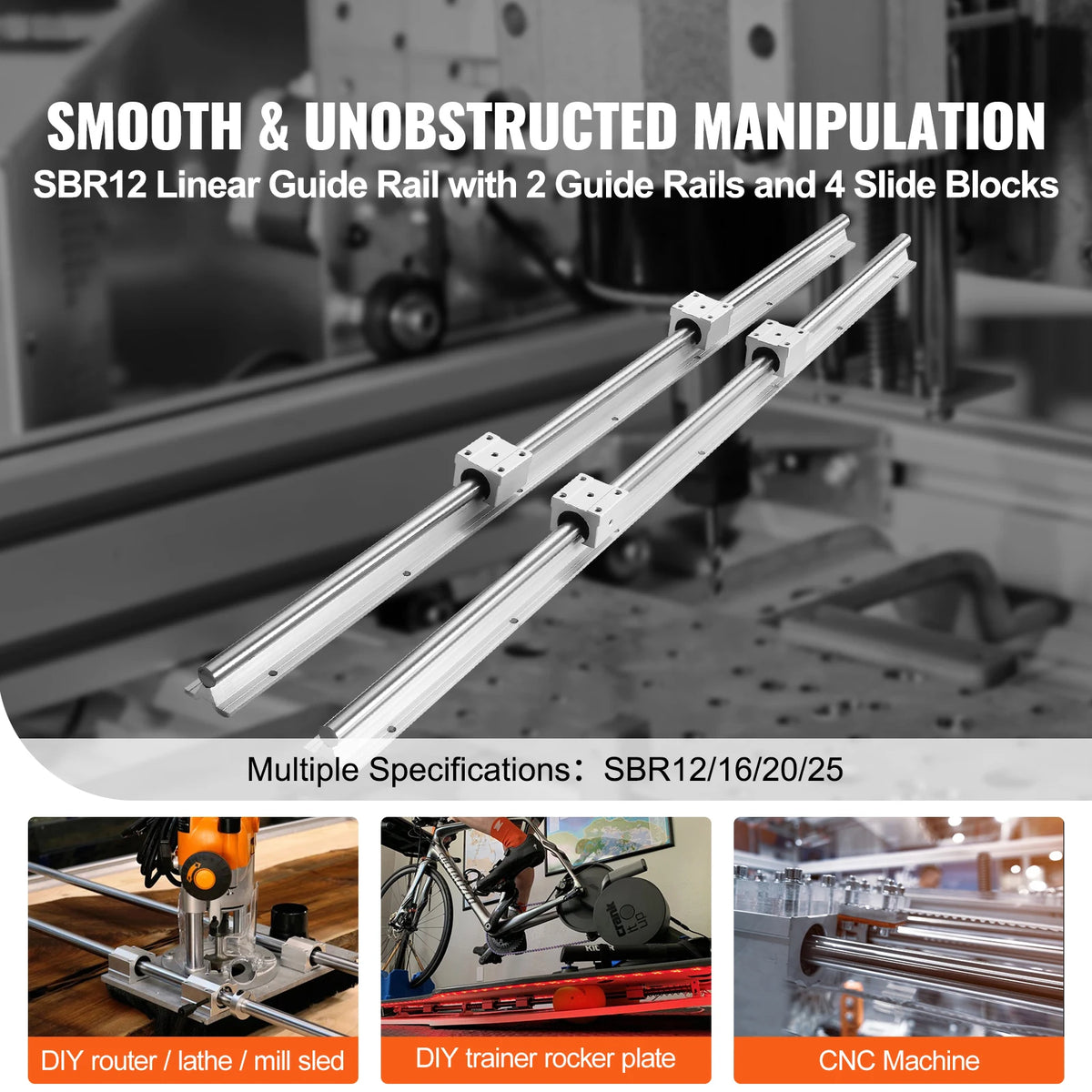 SucceBuy Linear Guide Rails With Bearing Blocks For CNC Machines