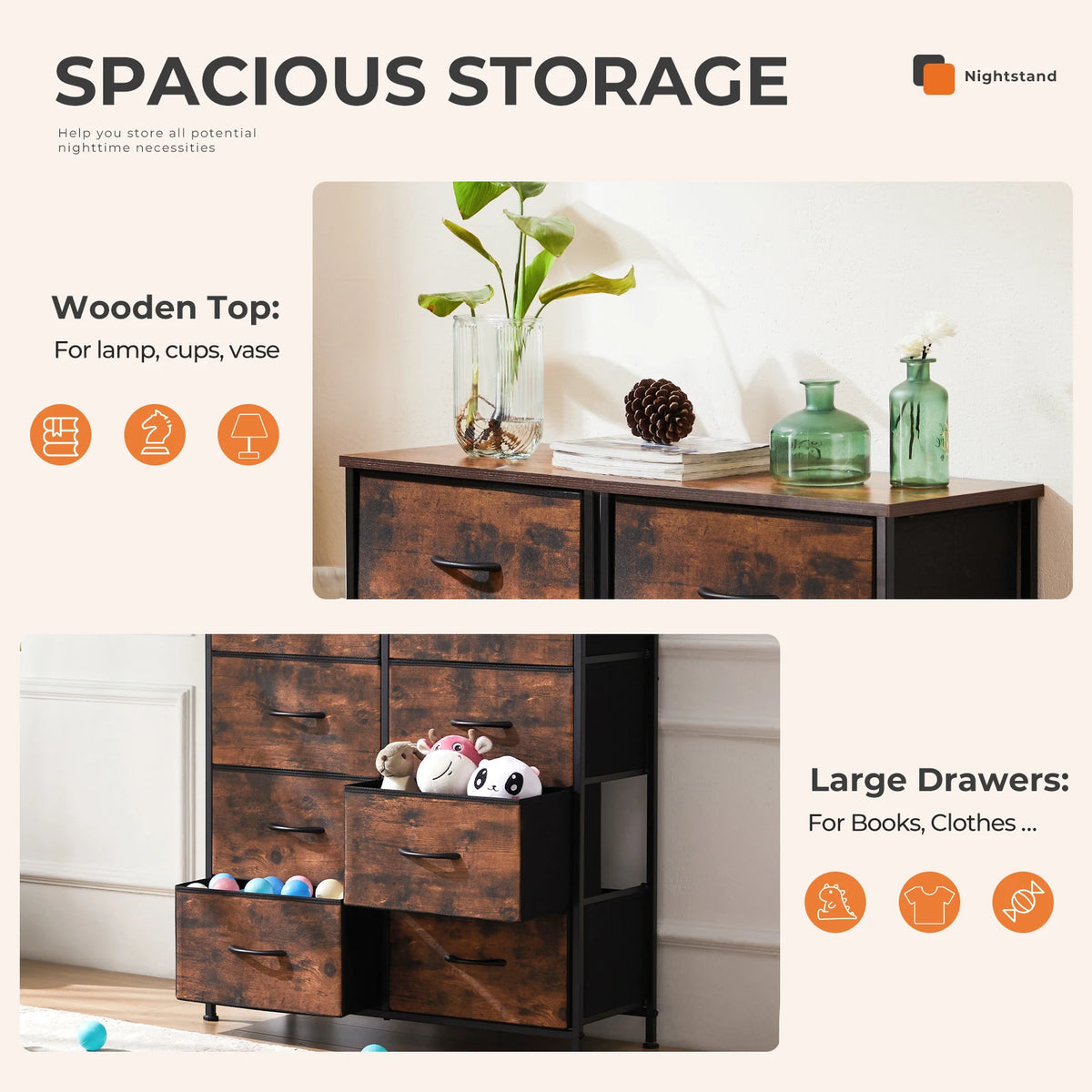 MCQ Modern Fabric Drawer Storage Cabinet For Living Room