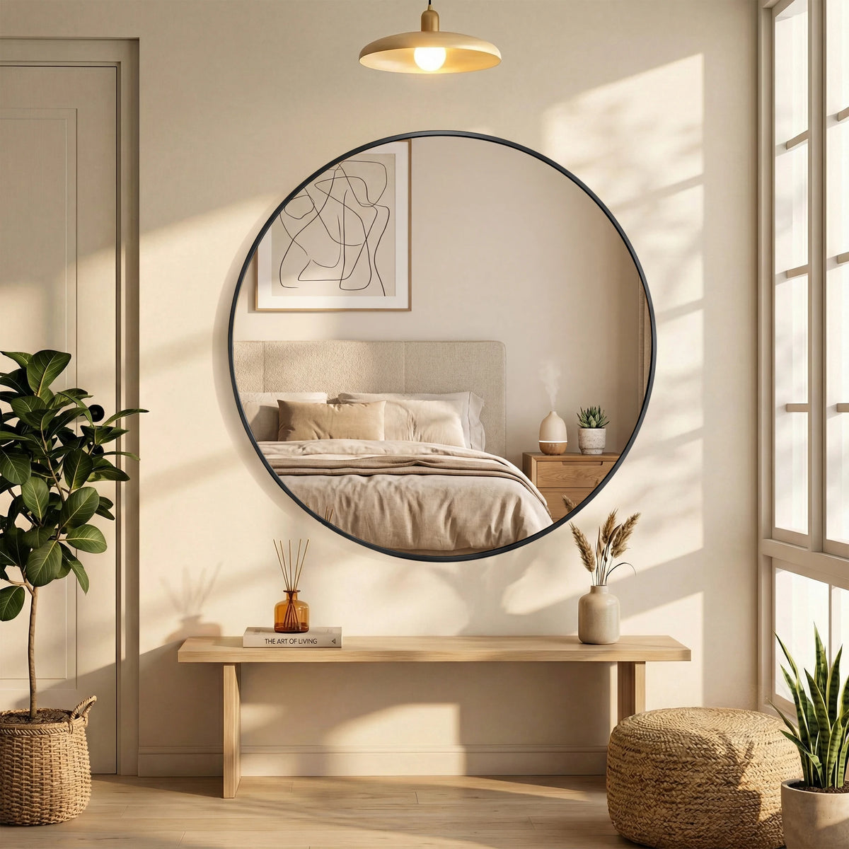 MCQ Shatterproof Round Wall Mirror for Bathroom and Bedroom Decor