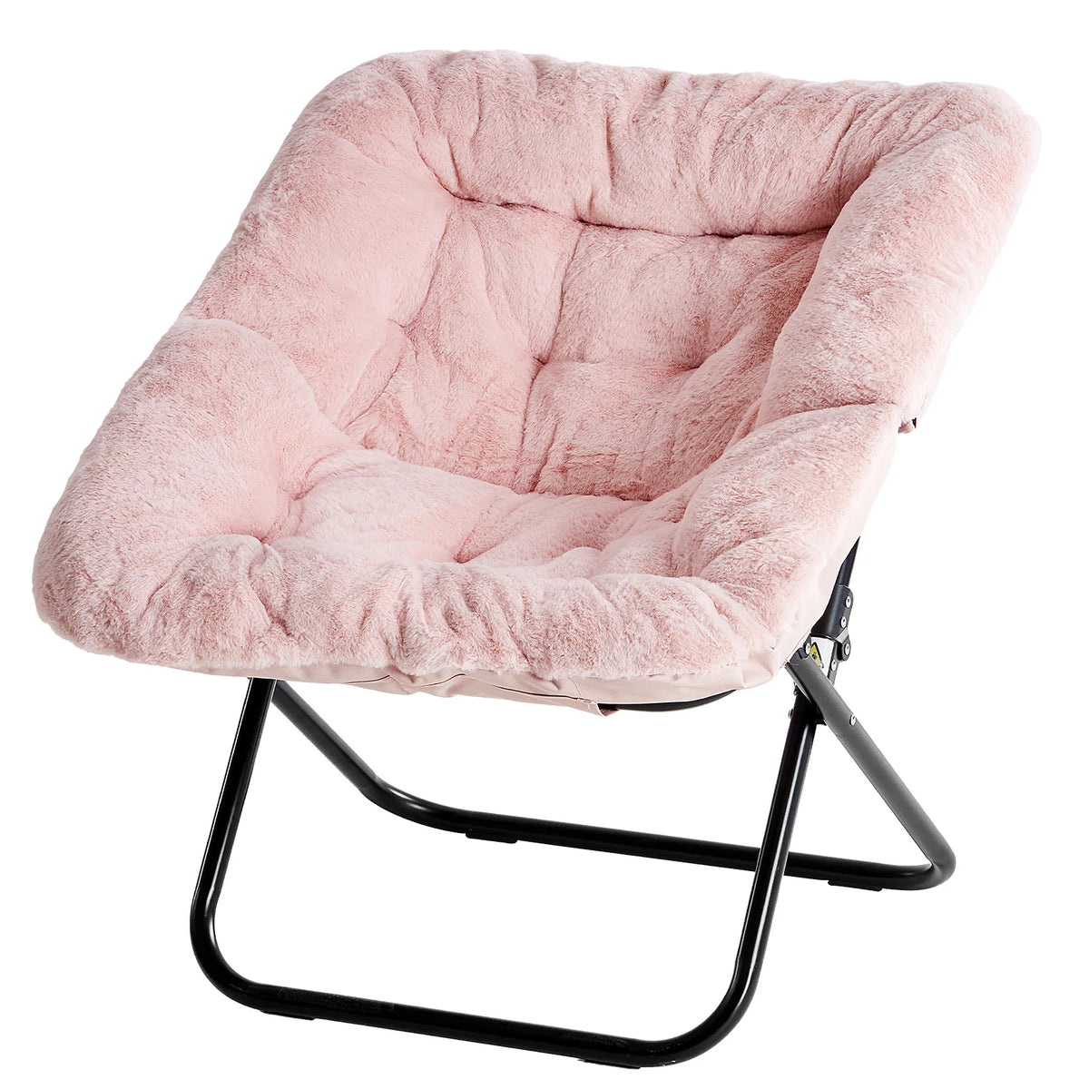 JHK Cozy Faux Fur Folding Saucer Chair For Comfortable Lounging
