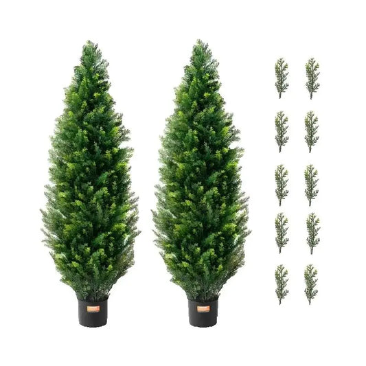 SucceBuy Artificial Cedar Topiary Trees for Indoor Outdoor Decor
