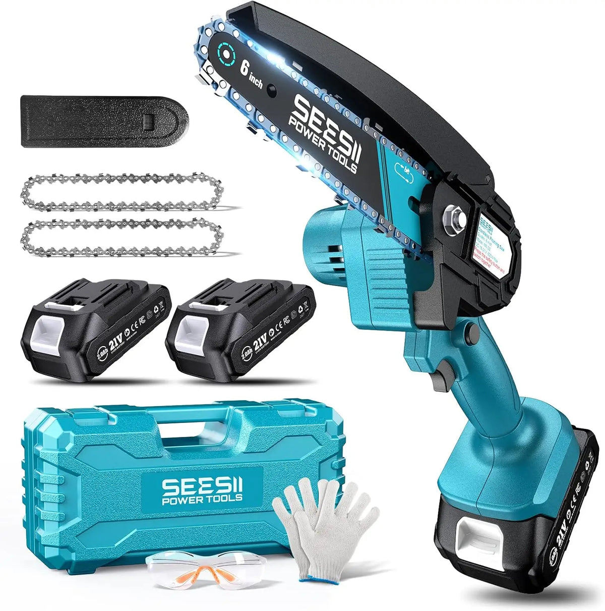 Seesii Cordless Mini Chainsaw Electric Wood Cutting Saw