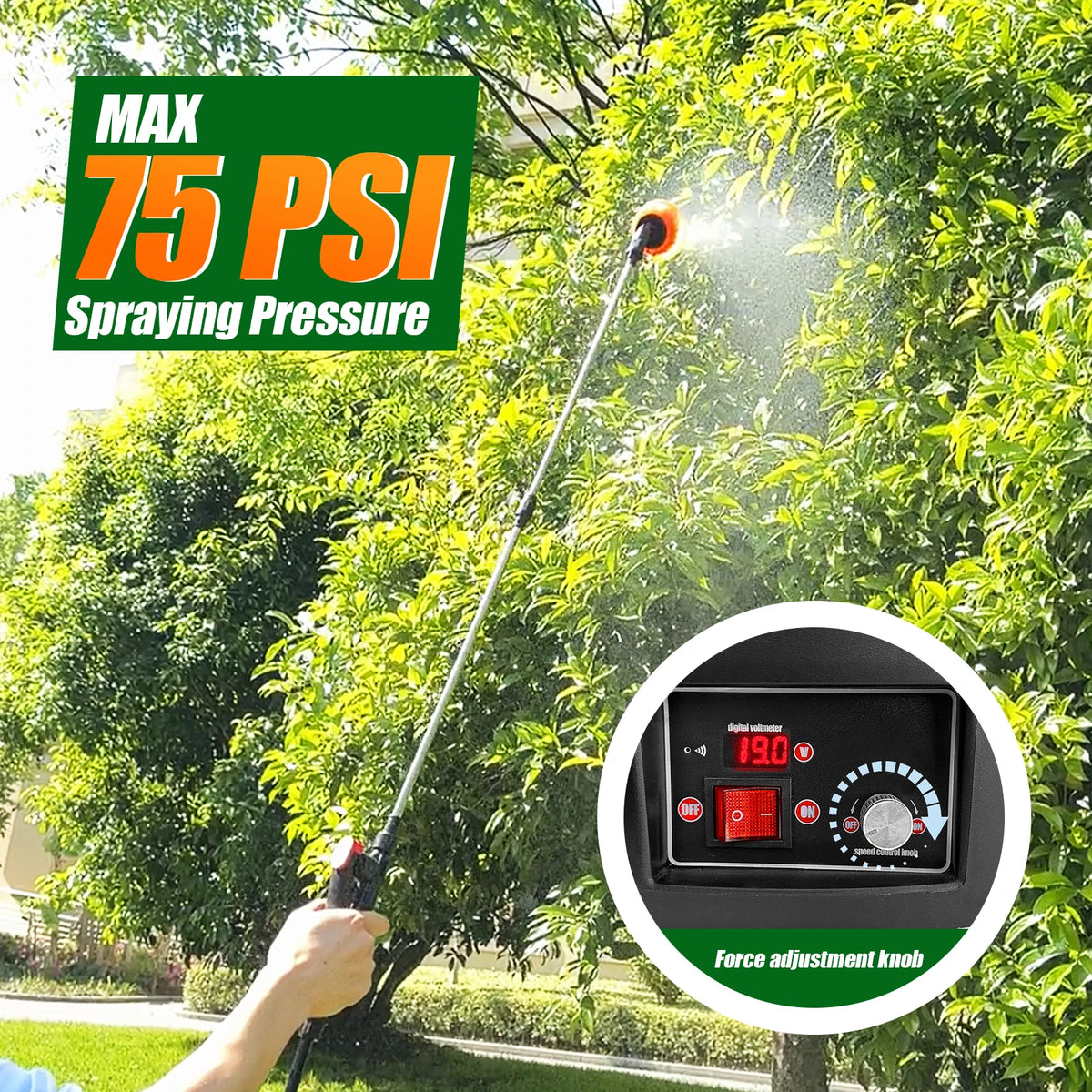 Cordless Electric Garden Sprayer With Telescopic Wand And Nozzles