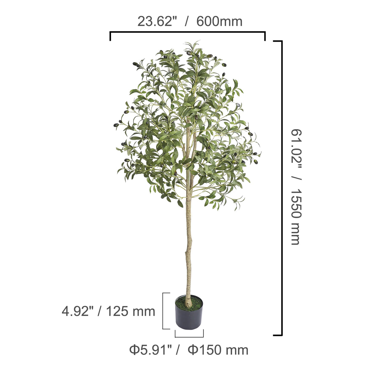 SucceBuy Artificial Olive Tree Faux Plant With Secure Base