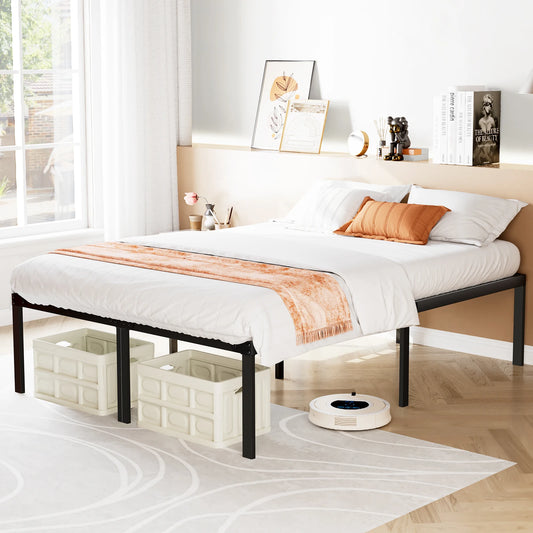 JHK Metal Platform Bed Frame With Sturdy Steel Slat Support