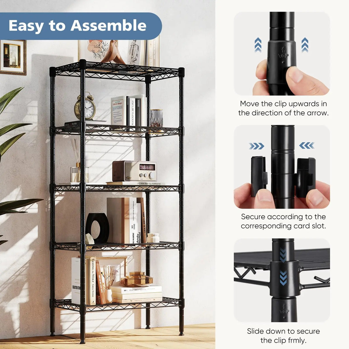 JHK Adjustable Metal Wire Storage Shelving Rack For Home Organization