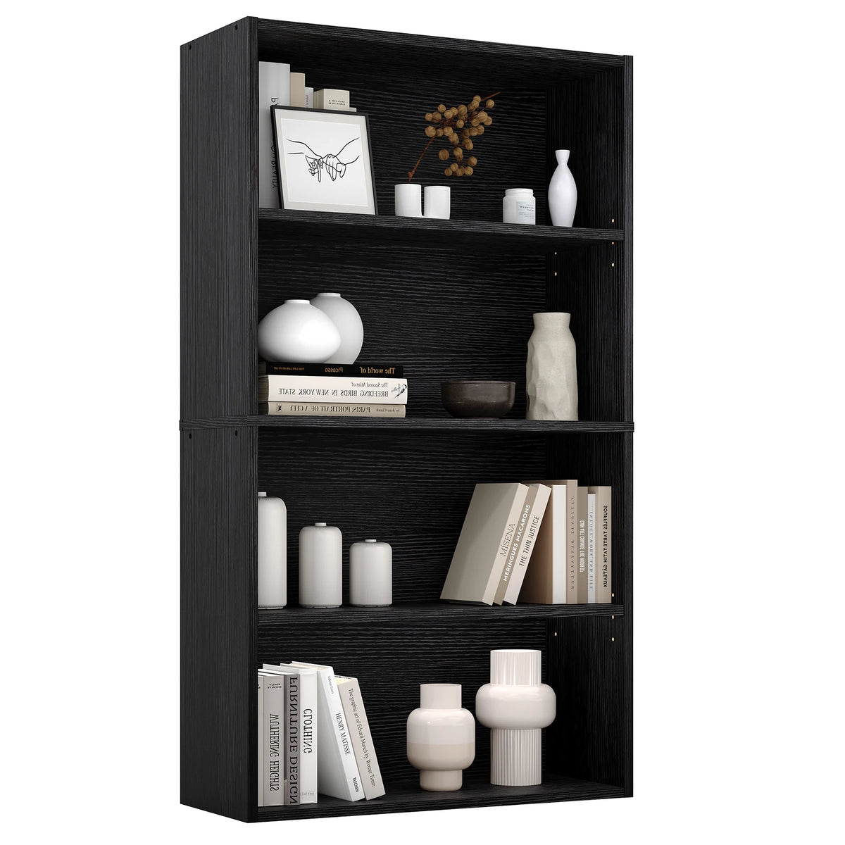JHK Wooden Bookcase Open Storage Shelf For Home Office