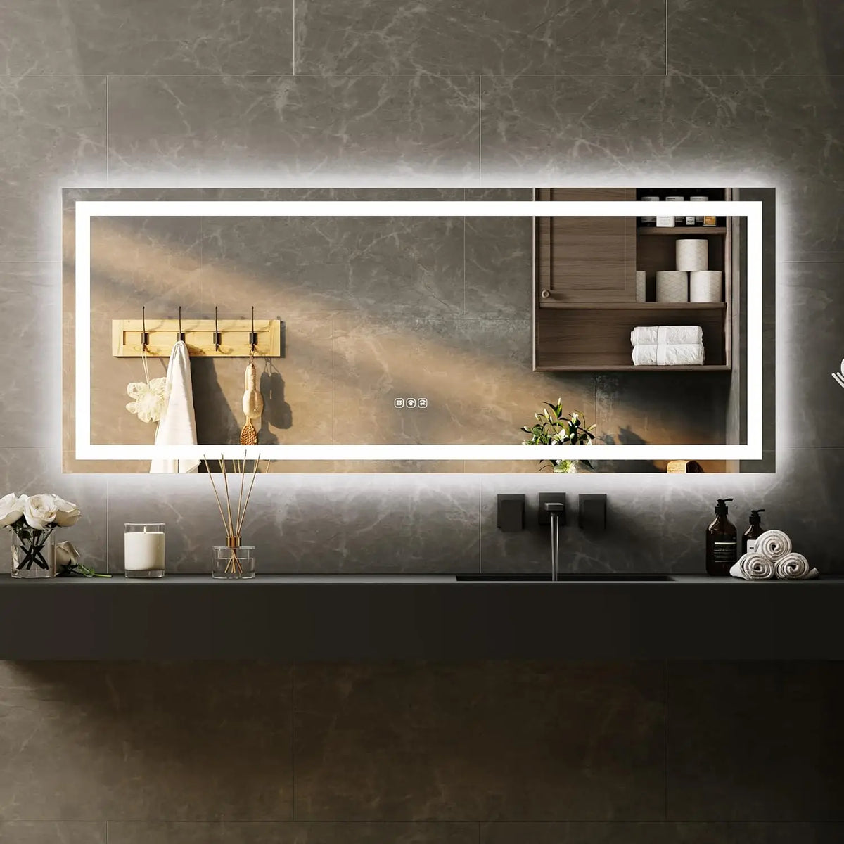 TWISTER.CK LED Bathroom Mirror With Stepless Dimming And Anti Fog
