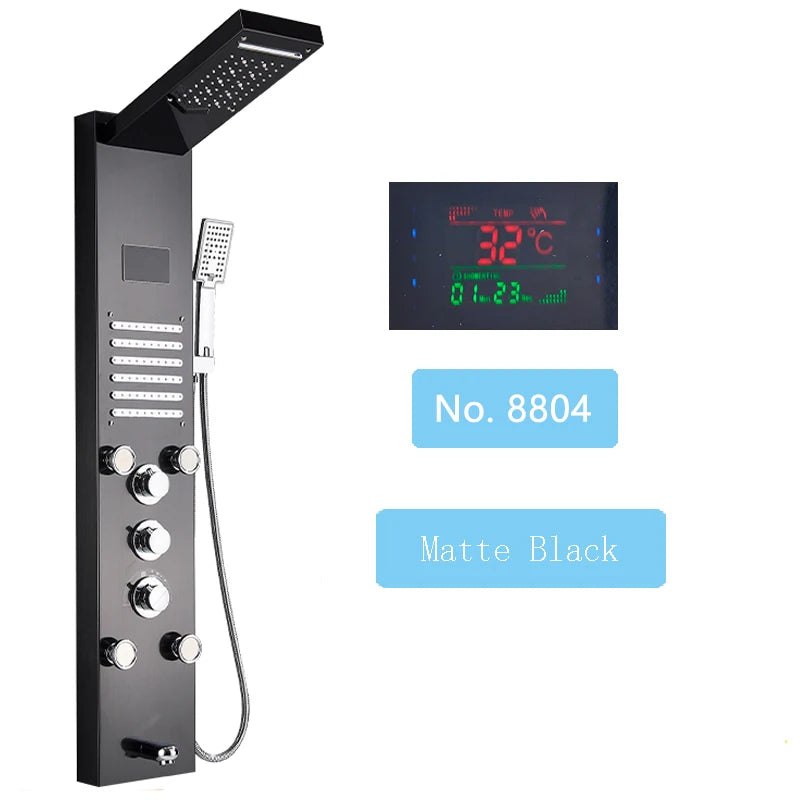 Shinesia LED Shower Panel With Rainfall Massage Jets And Faucet