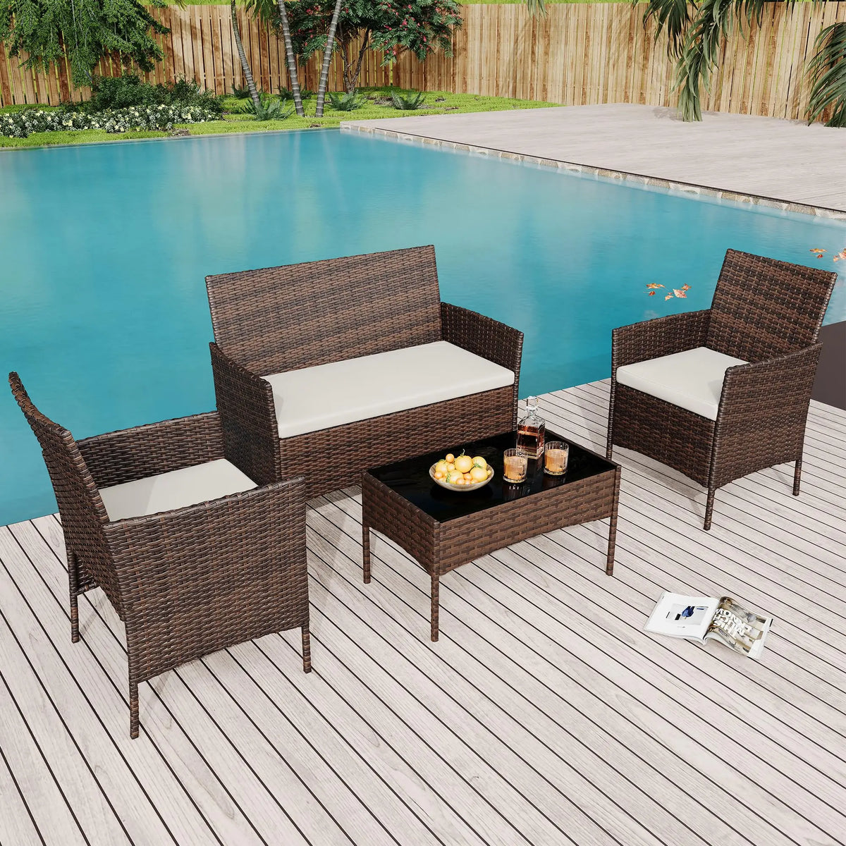 HiMISS Outdoor Rattan Patio Furniture Set With Cushions
