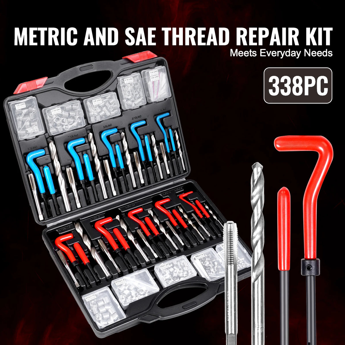 SucceBuy Thread Repair Kit With HSS Drill Bits And Inserts