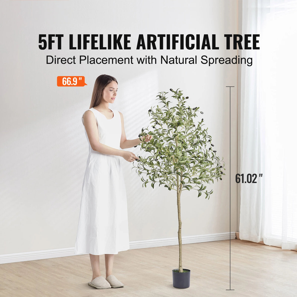 SucceBuy Artificial Olive Tree Faux Plant With Secure Base