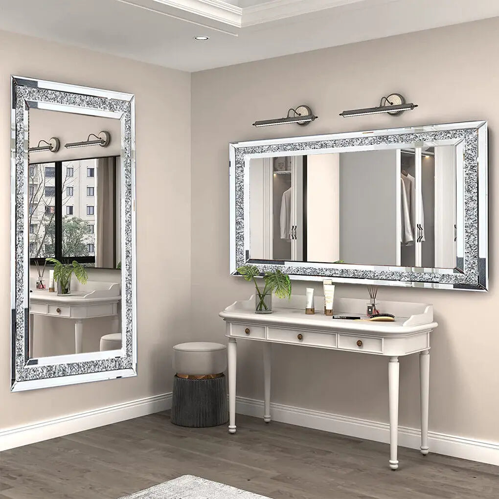 LUVODI Crystal Rhinestone Vanity Wall Mirror For Elegant Decor