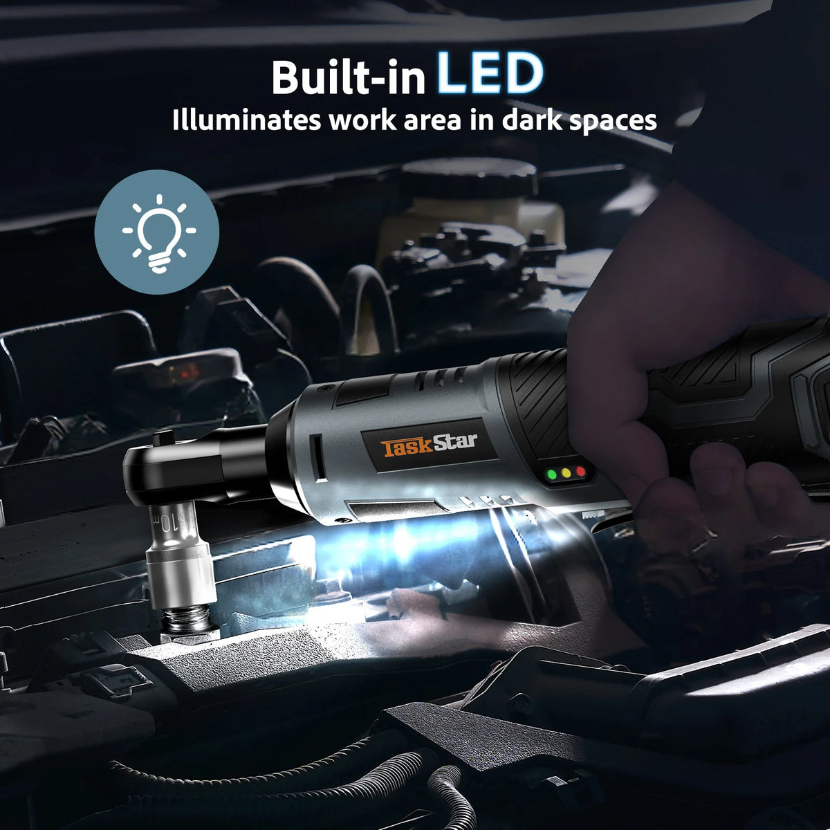 Taskstar Cordless Ratchet Wrench Kit For Automotive Repairs