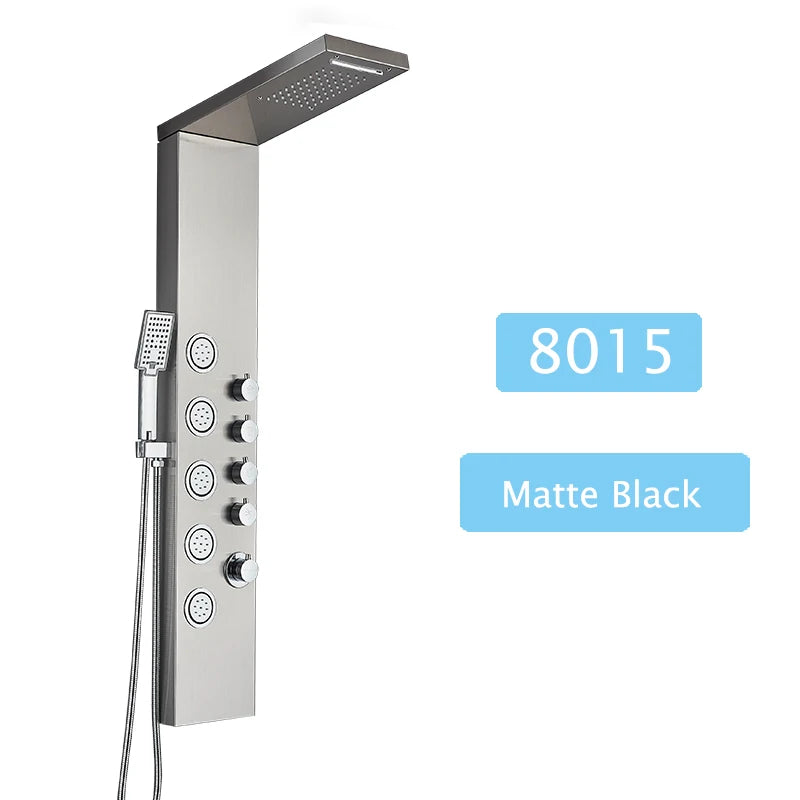 Shinesia LED Shower Panel With Rainfall Massage Jets And Faucet