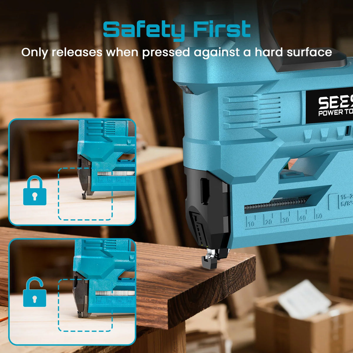 Seesii Cordless Brad Nailer And Stapler With Dual Batteries