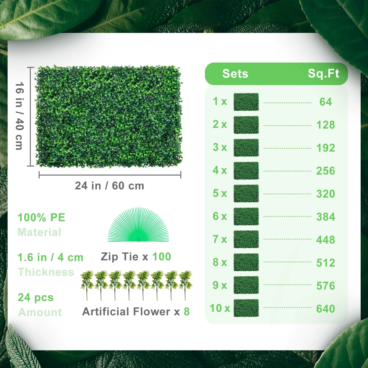SucceBuy Artificial Boxwood Hedge Panels for Greenery Walls and Backdrops