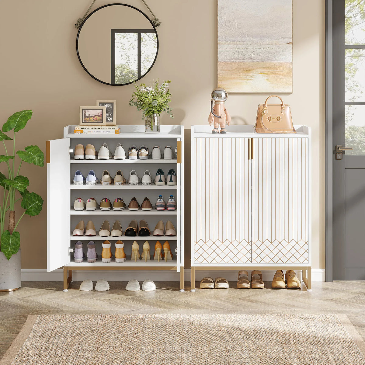 Tribesigns Shoe Cabinet With Doors For Bedroom And Hallway Storage