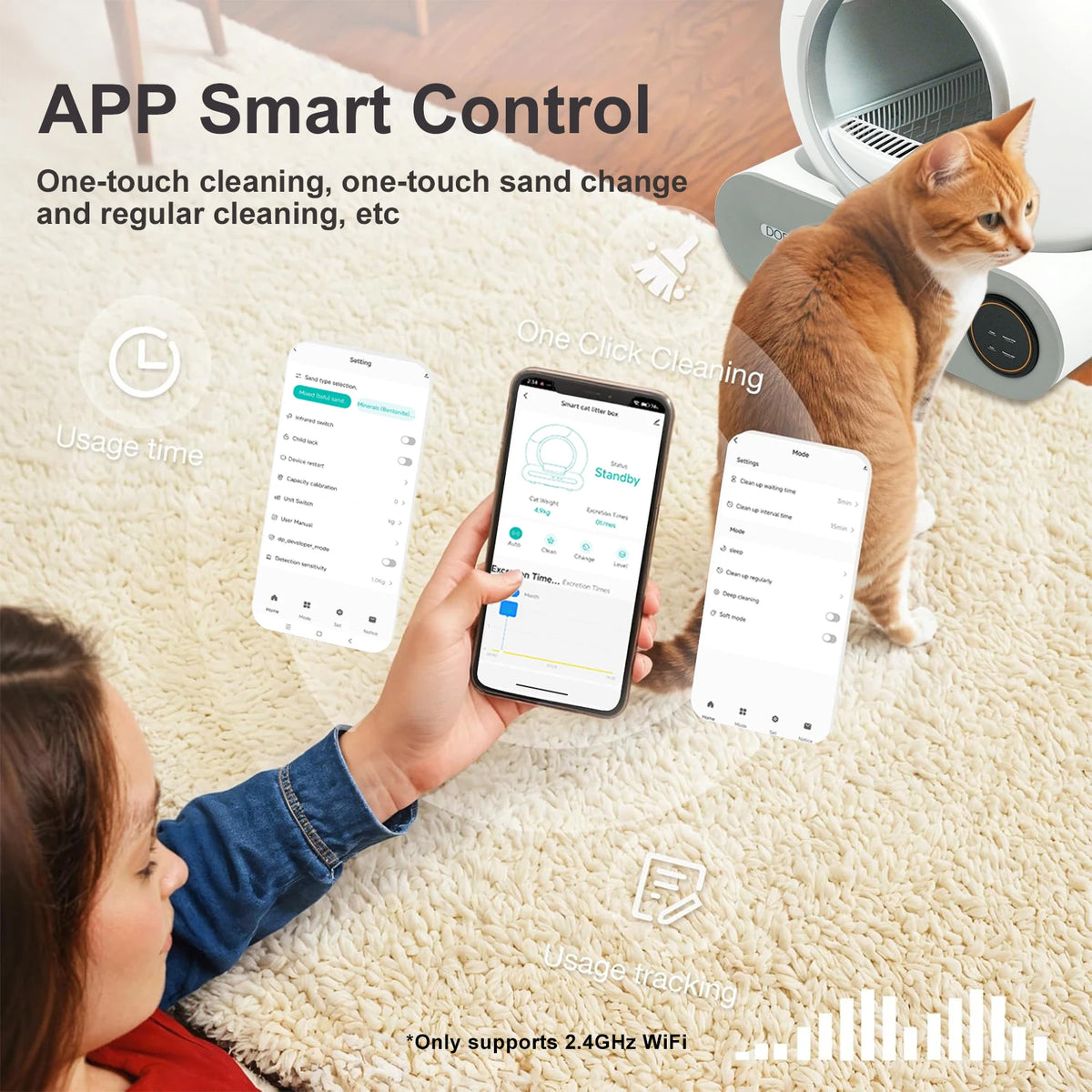 DOEL Smart Automatic Self Cleaning Cat Litter Box App Control