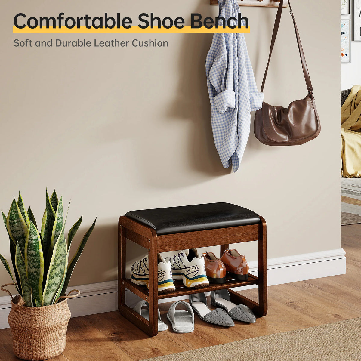 Wooden Shoe Rack Bench With Flip Top Storage And Cushion