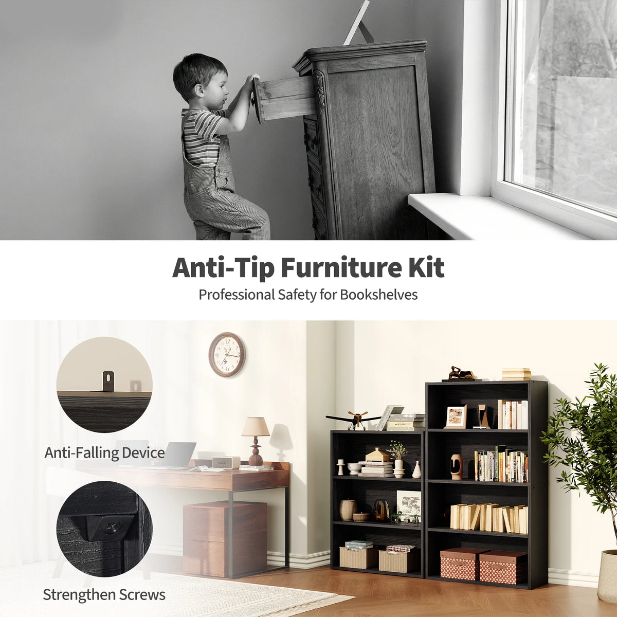MCQ Wooden Five Tier Bookshelf for Home Storage and Display